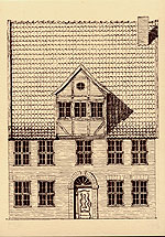 Postkarte - Rekonstruktion des Steildaches und Restaurierung der Fassade eines Bürgerhauses aus dem 18. Jh